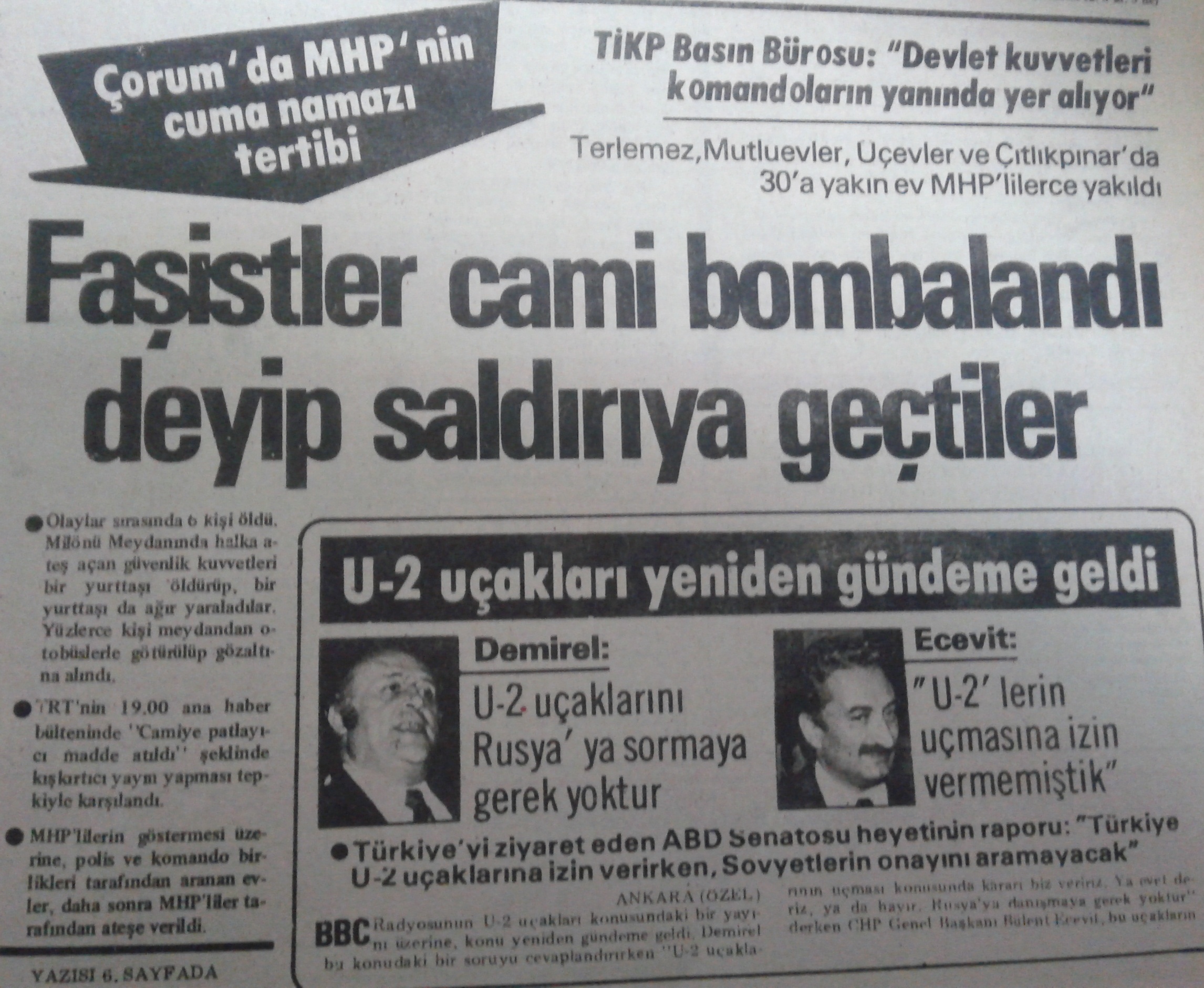 Çorum Katliamı Gazete